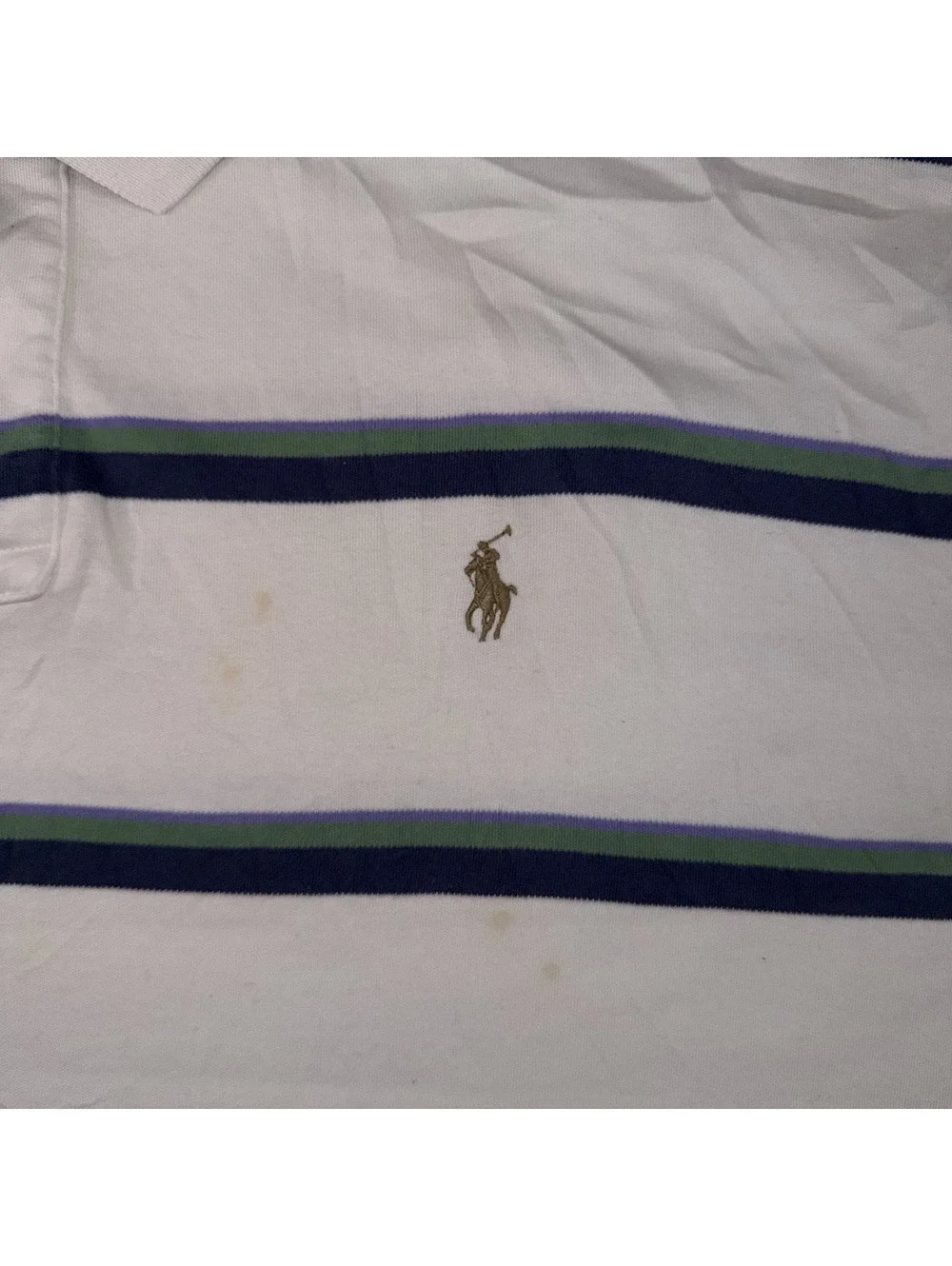 Polo Ralph Lauren Men's XL White Striped Cotton Polo Shirt